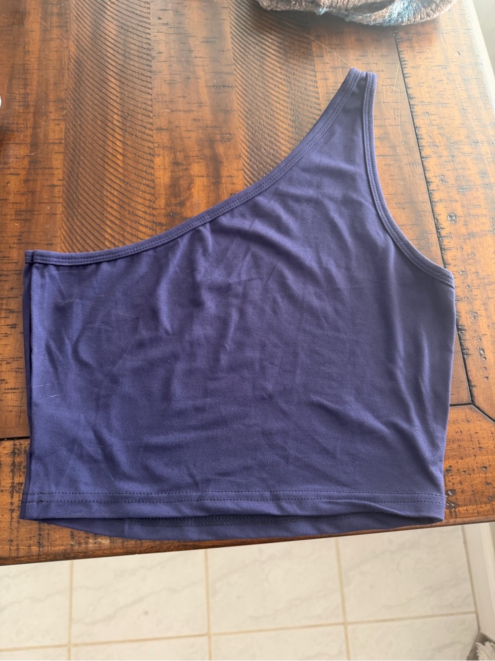 One-Shoulder Purple/blue Crop Tank Top